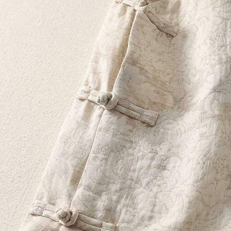 Camicia da donna in cotone e lino a maniche lunghe con motivo testurizzato e bottoni a Buddha Stones - image 4