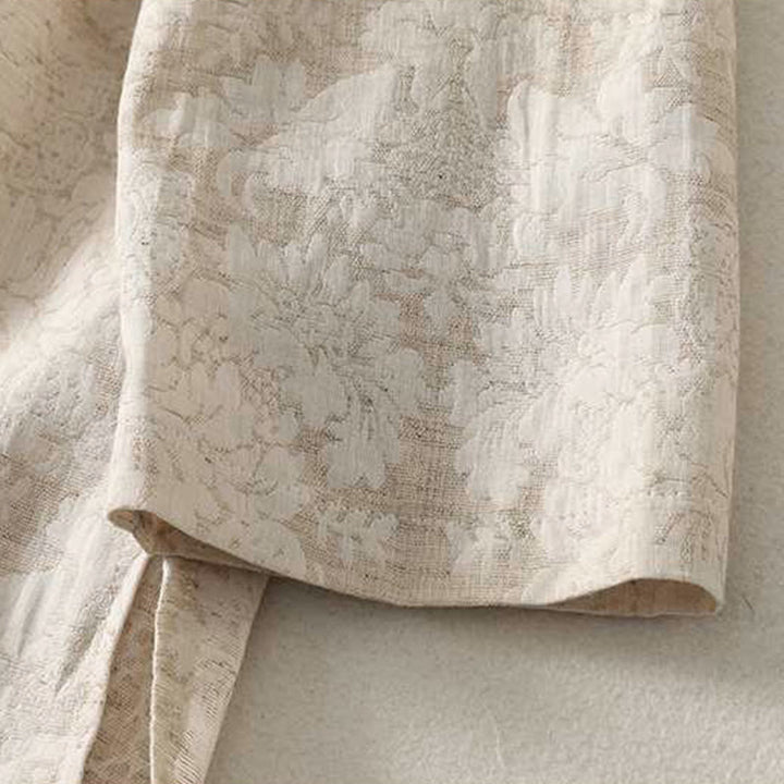 Camicia da donna in cotone e lino a maniche lunghe con motivo testurizzato e bottoni a Buddha Stones - image 5