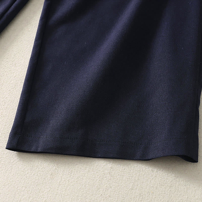 Pantaloni larghi in cotone con tasche e elastico in vita con ricamo Buddha Stones da donna - image 20