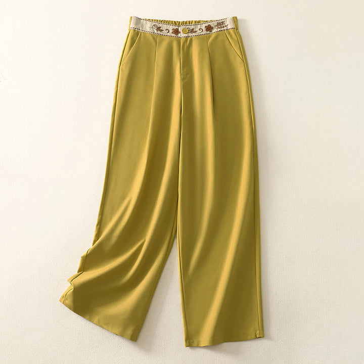 Pantaloni larghi in cotone con tasche e elastico in vita con ricamo Buddha Stones da donna - Oro - US8-10, UK/AU12-14, EU40-42 (2XL) - image 11