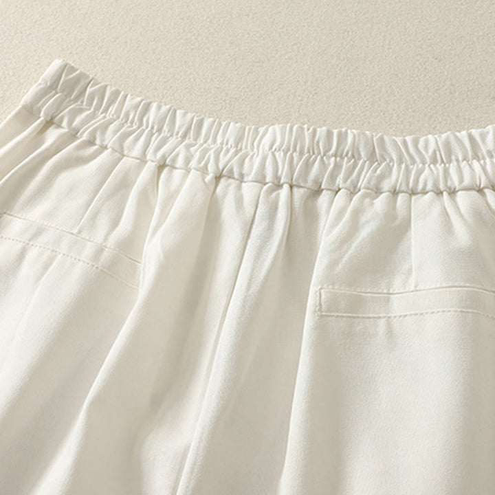 Pantaloni larghi in cotone con tasche e elastico in vita con ricamo Buddha Stones da donna - image 6