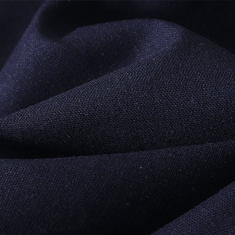 Pantaloni larghi in cotone con tasche e elastico in vita con ricamo Buddha Stones da donna - image 19