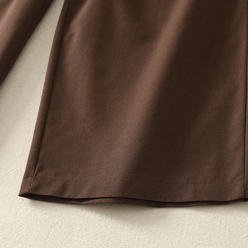 Pantaloni larghi in cotone con tasche e elastico in vita con ricamo Buddha Stones da donna - image 26