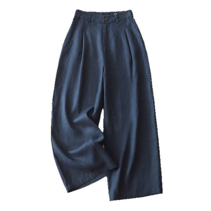 Pantaloni larghi in cotone con tasche e cerniera, tinta unita, da donna, modello Buddha Stones, per l'autunno e il pendolarismo - image 4