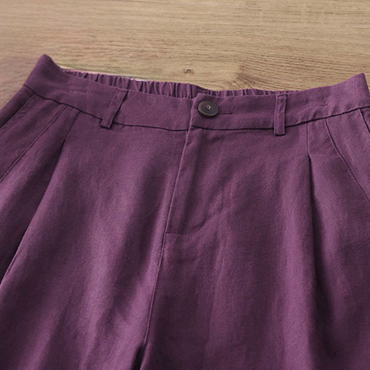 Pantaloni larghi in cotone con tasche e cerniera, tinta unita, da donna, modello Buddha Stones, per l'autunno e il pendolarismo - image 33