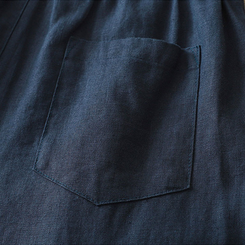 Pantaloni larghi in cotone con tasche e cerniera, tinta unita, da donna, modello Buddha Stones, per l'autunno e il pendolarismo - image 2