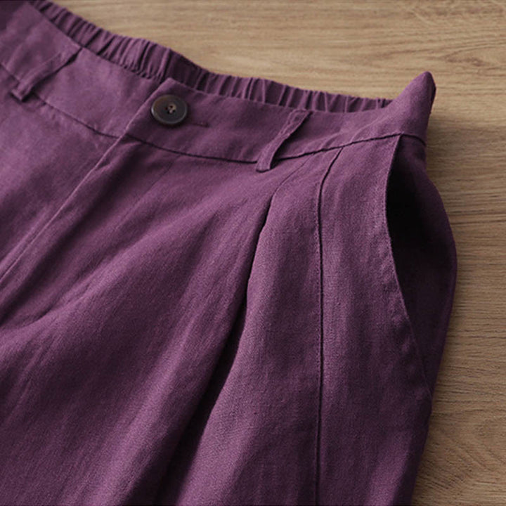 Pantaloni larghi in cotone con tasche e cerniera, tinta unita, da donna, modello Buddha Stones, per l'autunno e il pendolarismo - image 32