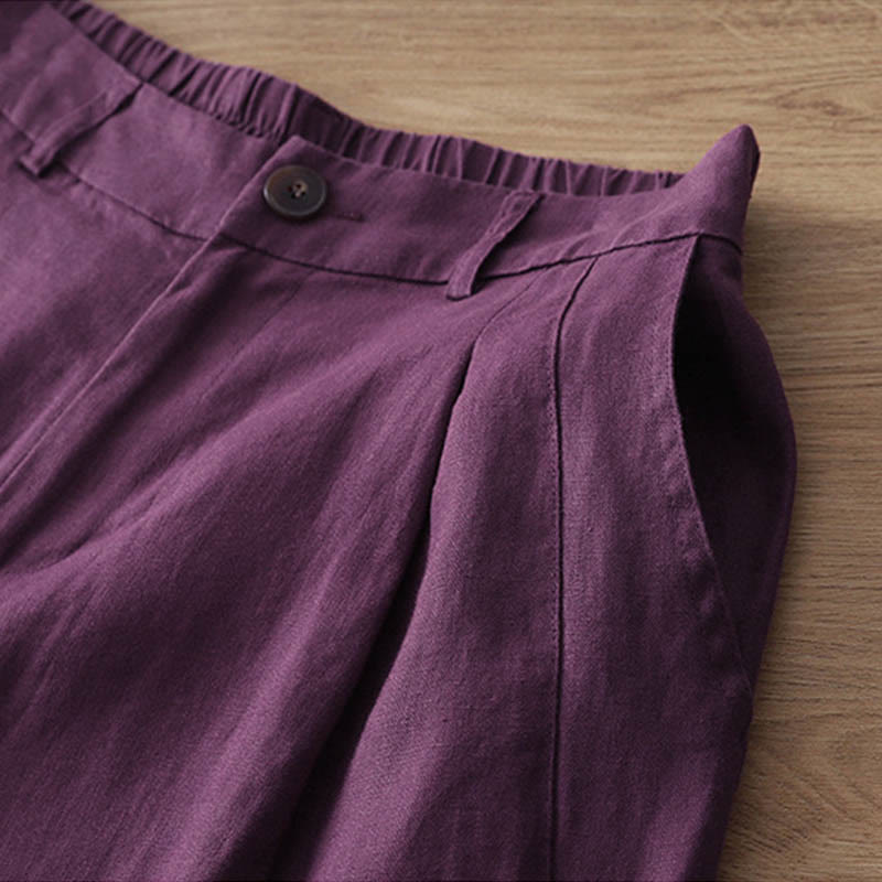 Pantaloni larghi in cotone con tasche e cerniera, tinta unita, da donna, modello Buddha Stones, per l'autunno e il pendolarismo - image 32