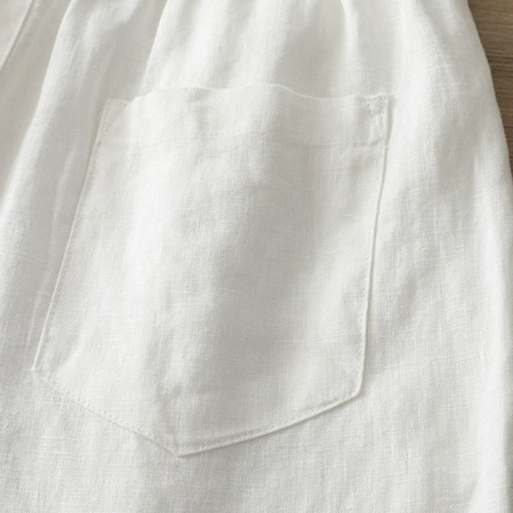 Pantaloni larghi in cotone con tasche e cerniera, tinta unita, da donna, modello Buddha Stones, per l'autunno e il pendolarismo - image 14