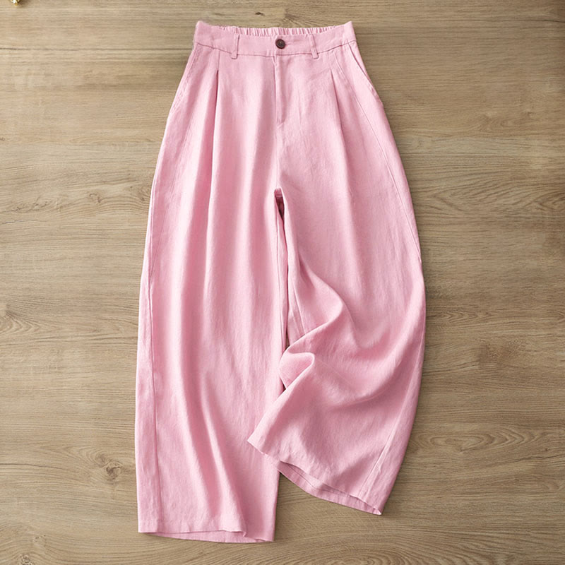 Pantaloni larghi in cotone con tasche e cerniera, tinta unita, da donna, modello Buddha Stones, per l'autunno e il pendolarismo - image 27