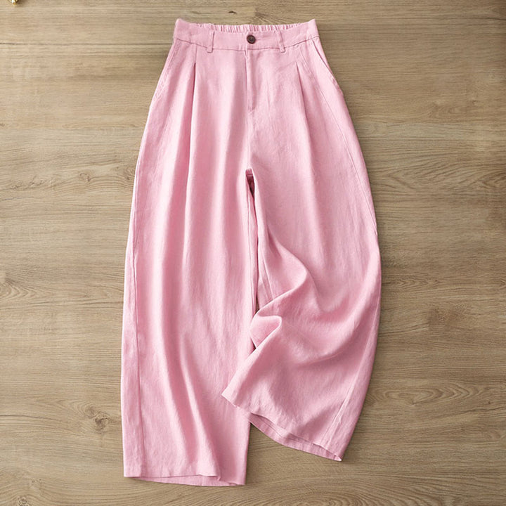 Pantaloni larghi in cotone con tasche e cerniera, tinta unita, da donna, modello Buddha Stones, per l'autunno e il pendolarismo - image 27