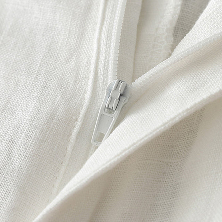 Pantaloni larghi in cotone con tasche e cerniera, tinta unita, da donna, modello Buddha Stones, per l'autunno e il pendolarismo - image 12