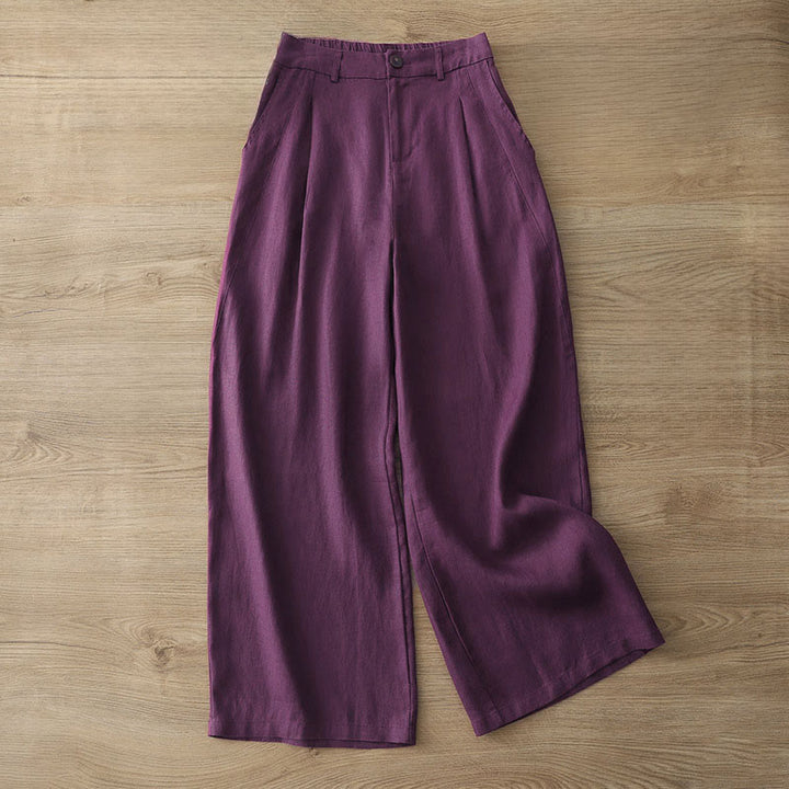 Pantaloni larghi in cotone con tasche e cerniera, tinta unita, da donna, modello Buddha Stones, per l'autunno e il pendolarismo - Magenta scuro - US12, UK/AU16, EU44 (2XL) - image 31