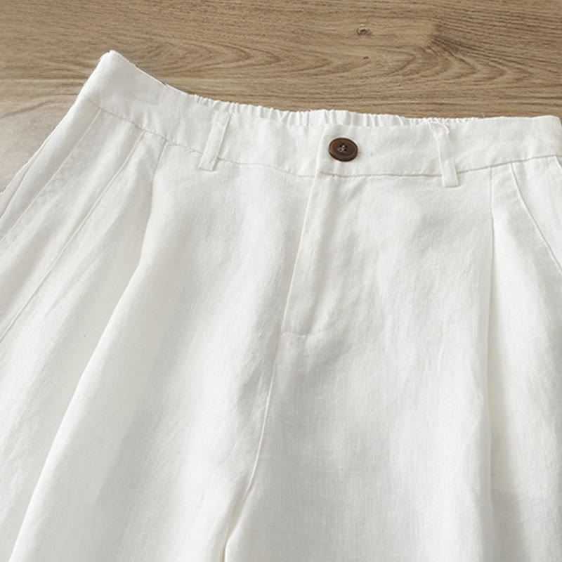 Pantaloni larghi in cotone con tasche e cerniera, tinta unita, da donna, modello Buddha Stones, per l'autunno e il pendolarismo - image 8