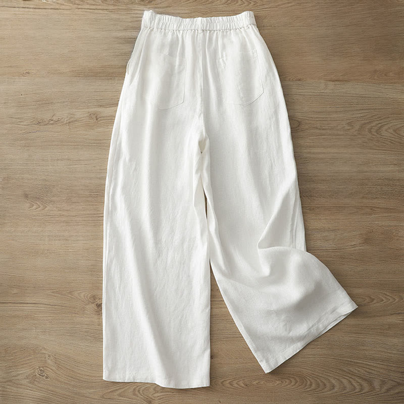 Pantaloni larghi in cotone con tasche e cerniera, tinta unita, da donna, modello Buddha Stones, per l'autunno e il pendolarismo - image 7
