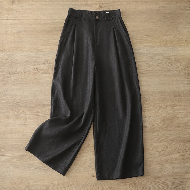 Pantaloni larghi in cotone con tasche e cerniera, tinta unita, da donna, modello Buddha Stones, per l'autunno e il pendolarismo - Nero - US12, UK/AU16, EU44 (2XL) - image 17