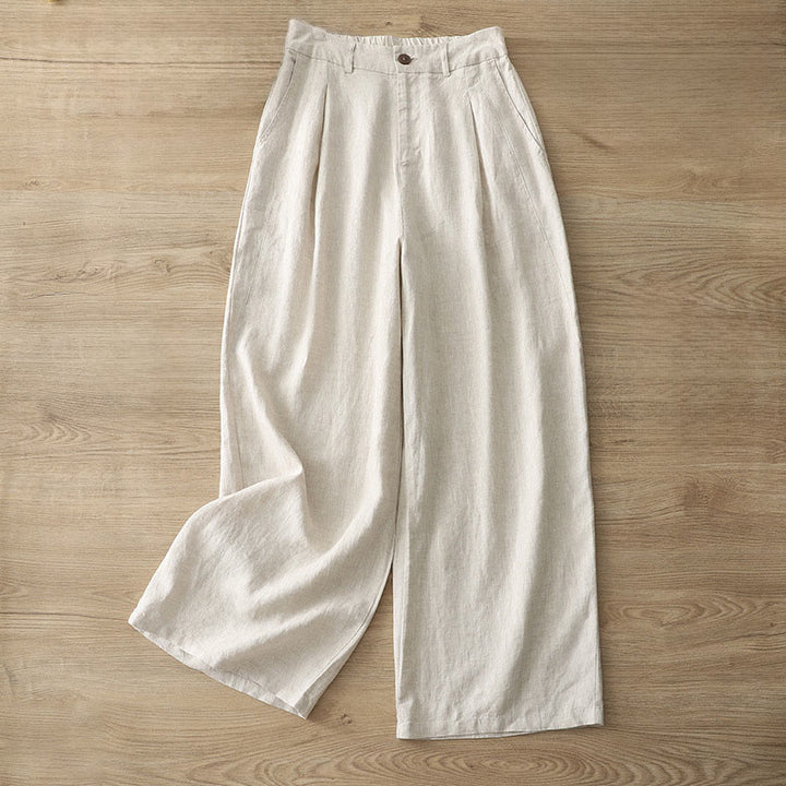 Pantaloni larghi in cotone con tasche e cerniera, tinta unita, da donna, modello Buddha Stones, per l'autunno e il pendolarismo - Biancheria - US12, UK/AU16, EU44 (2XL) - image 35