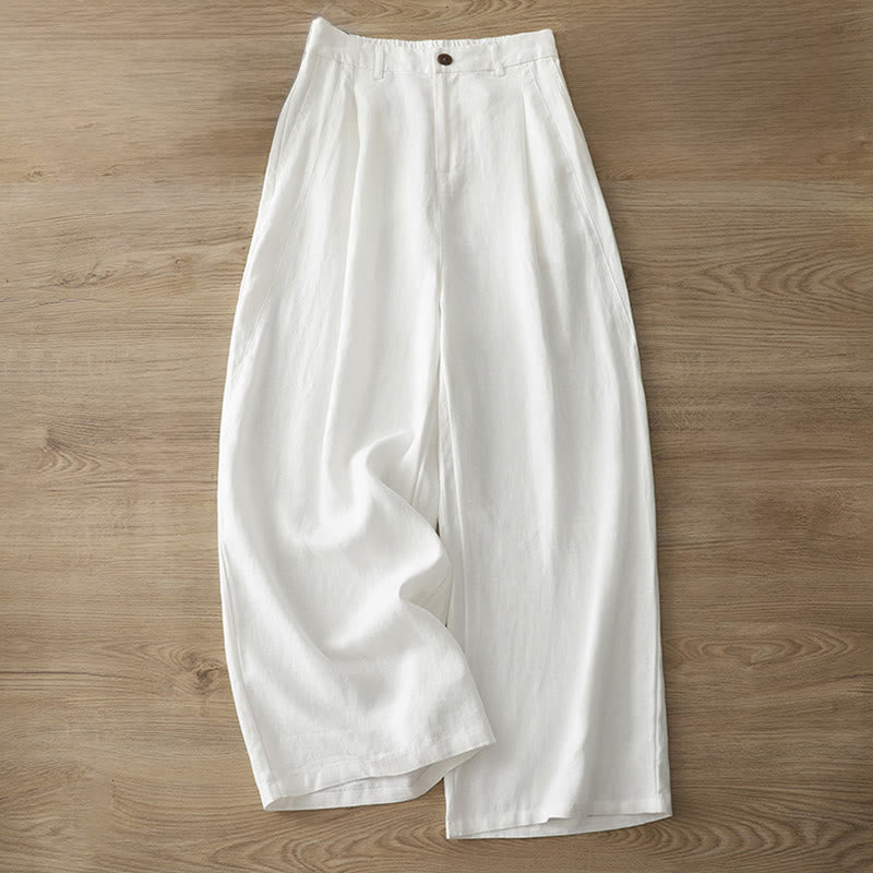 Pantaloni larghi in cotone con tasche e cerniera, tinta unita, da donna, modello Buddha Stones, per l'autunno e il pendolarismo - image 6