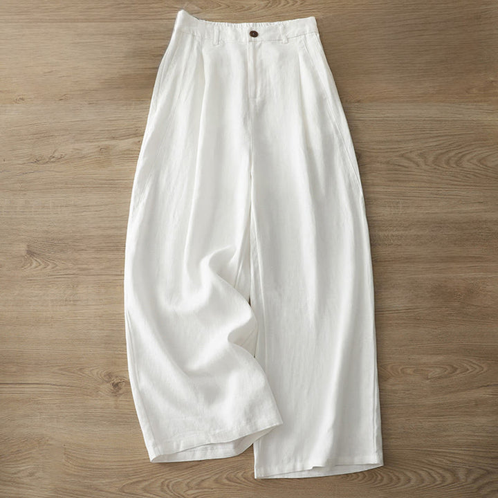 Pantaloni larghi in cotone con tasche e cerniera, tinta unita, da donna, modello Buddha Stones, per l'autunno e il pendolarismo - image 6