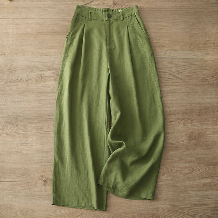 Pantaloni larghi in cotone con tasche e cerniera, tinta unita, da donna, modello Buddha Stones, per l'autunno e il pendolarismo - image 22