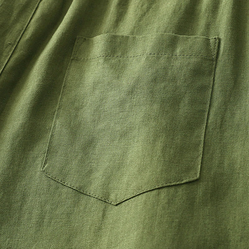 Pantaloni larghi in cotone con tasche e cerniera, tinta unita, da donna, modello Buddha Stones, per l'autunno e il pendolarismo - image 24