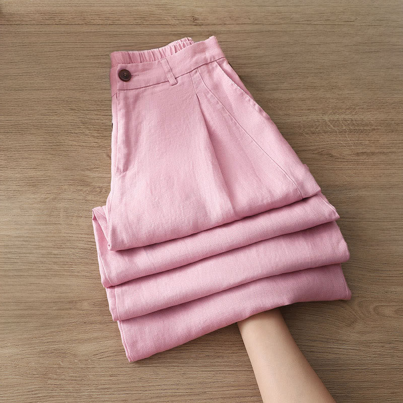 Pantaloni larghi in cotone con tasche e cerniera, tinta unita, da donna, modello Buddha Stones, per l'autunno e il pendolarismo - Rosa - US12, UK/AU16, EU44 (2XL) - image 26
