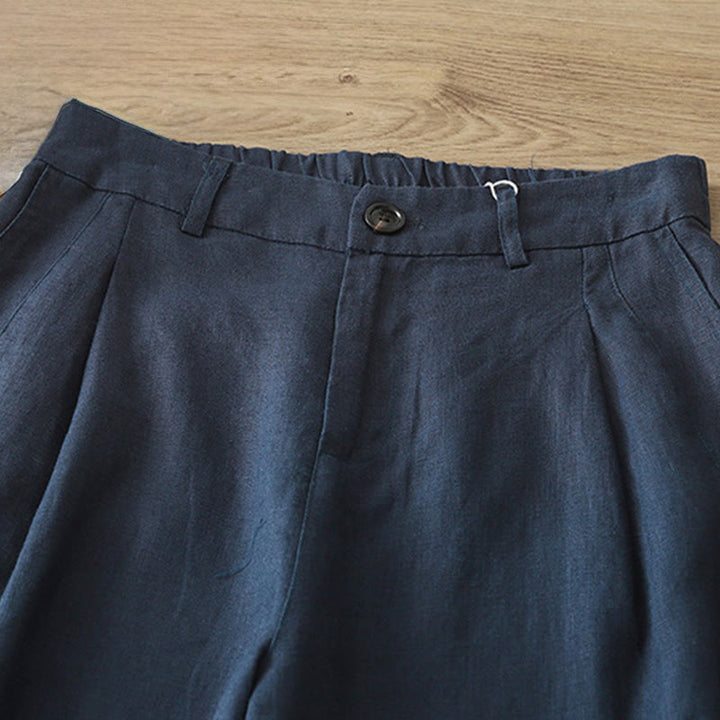 Pantaloni larghi in cotone con tasche e cerniera, tinta unita, da donna, modello Buddha Stones, per l'autunno e il pendolarismo - image 1