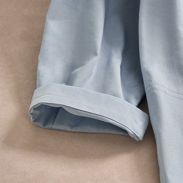 Abito midi da donna in cotone con maniche a tre quarti, tasche e bottoni in tinta unita, motivo Buddha Stones Fall - image 3