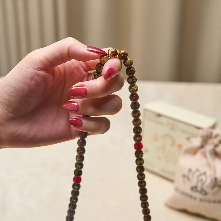 Mala con ciondolo a forma di zucca in ambra multicolore con 108 perle Buddha Stones - image 3