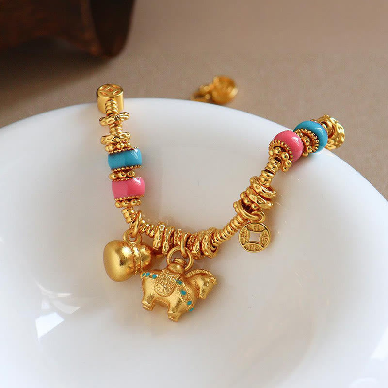 Braccialetto di equilibrio in rame con moneta di rame e zucca dell'anno del cavallo Buddha Stones - image 4