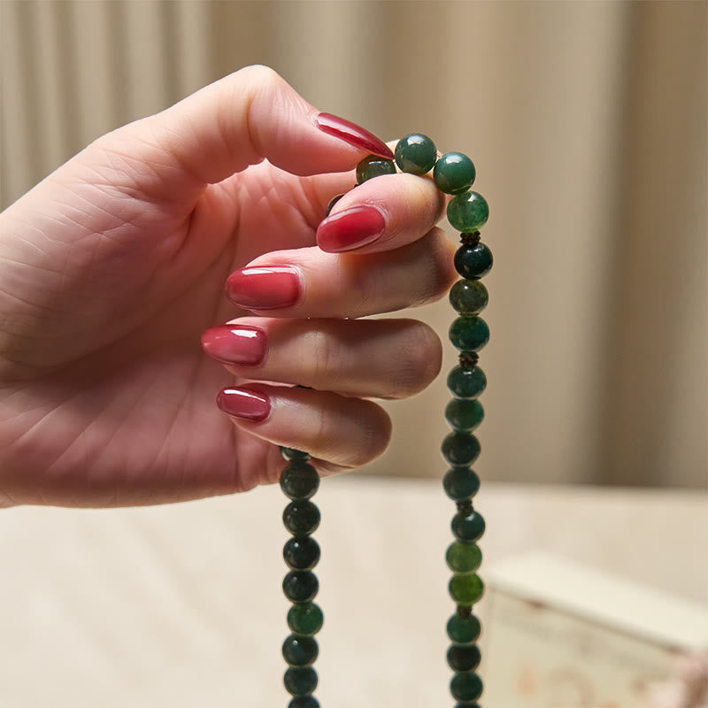 Ciondolo con perlina rotonda in agata muschiata, simbolo del loto , Buddha Stones, guarigione Mala - image 4