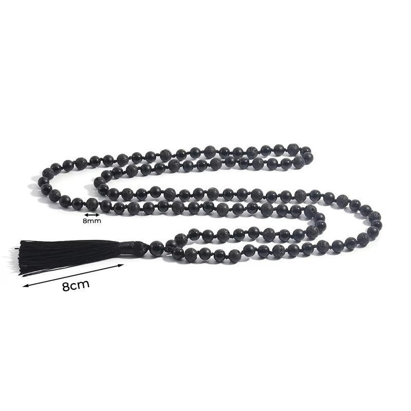 Buddha Stones 8mm Perline Onice Nero Pietra Lavica Nappa Protezione Fortuna Mala - image 6