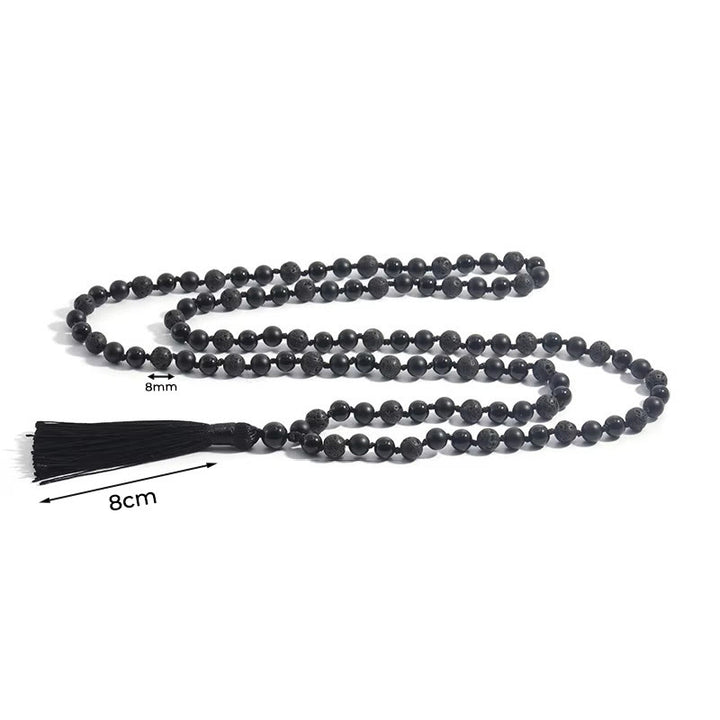 Buddha Stones 8mm Perline Onice Nero Pietra Lavica Nappa Protezione Fortuna Mala - image 6