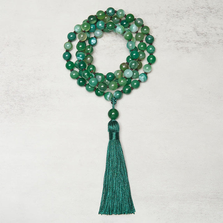 Braccialetto di protezione con Buddha Stones e nappa di malachite - Malachite - image 0