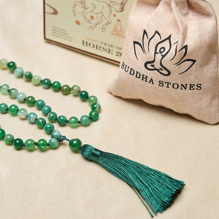Braccialetto di protezione con Buddha Stones e nappa di malachite - image 5