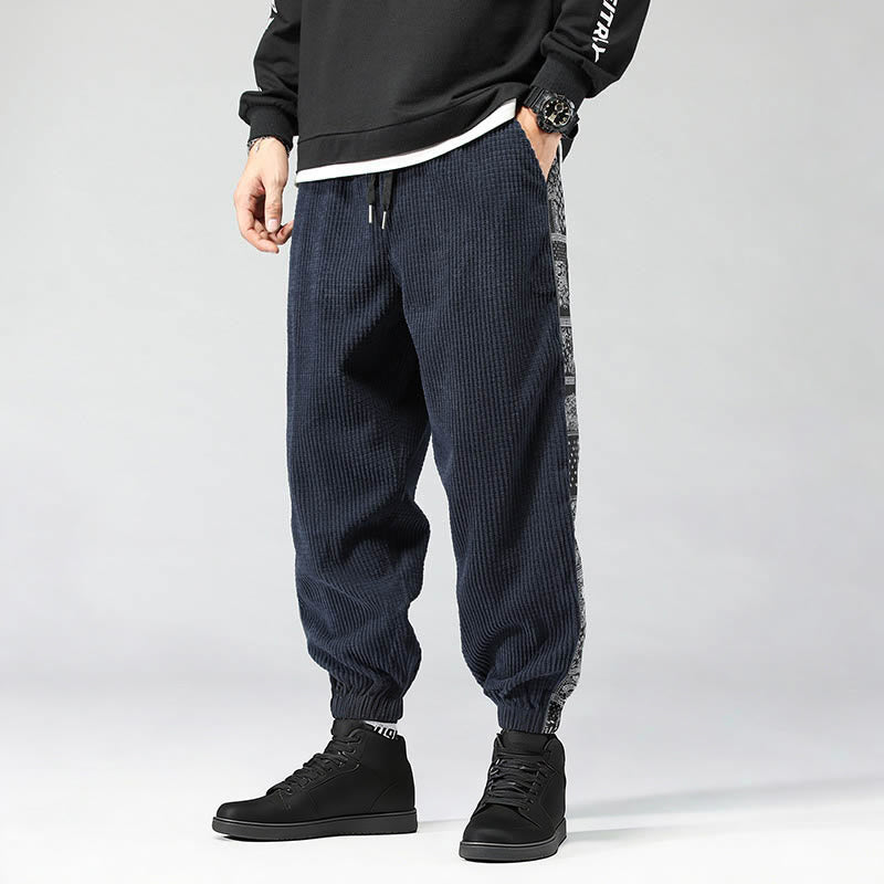 Pantaloni da uomo in velluto a coste con tasche, gamba dritta, lunghezza caviglia, motivo paisley, modello Buddha Stones Fall Solid - SteelBlue - US/UK/AU46, EU56 (5XL) - image 27