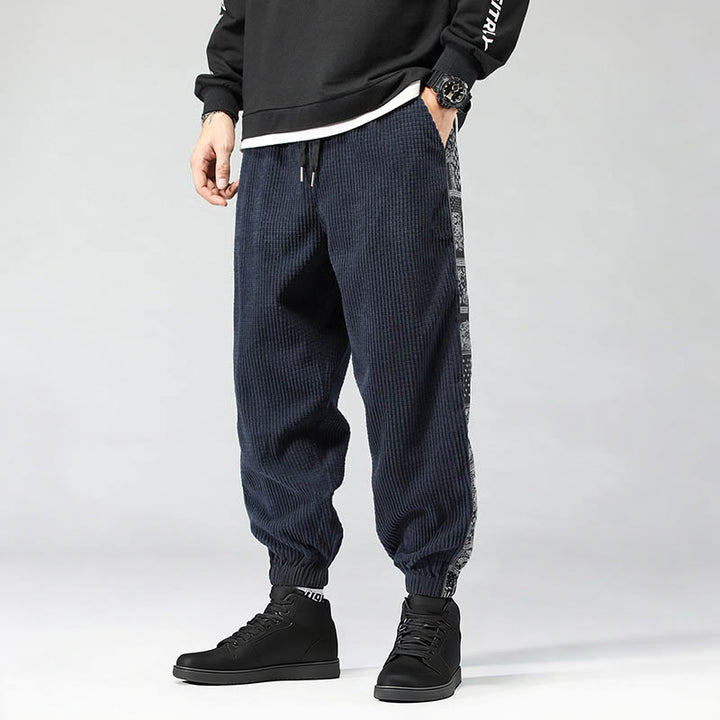 Pantaloni da uomo in velluto a coste con tasche, gamba dritta, lunghezza caviglia, motivo paisley, modello Buddha Stones Fall Solid - SteelBlue - US/UK/AU46, EU56 (5XL) - image 27