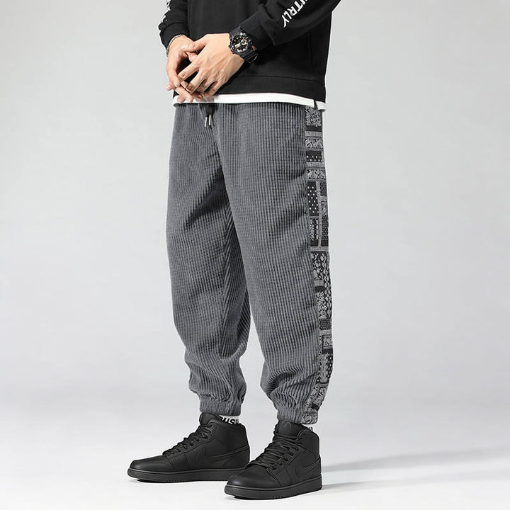 Pantaloni da uomo in velluto a coste con tasche, gamba dritta, lunghezza caviglia, motivo paisley, modello Buddha Stones Fall Solid - Grigio - US/UK/AU46, EU56 (5XL) - image 19