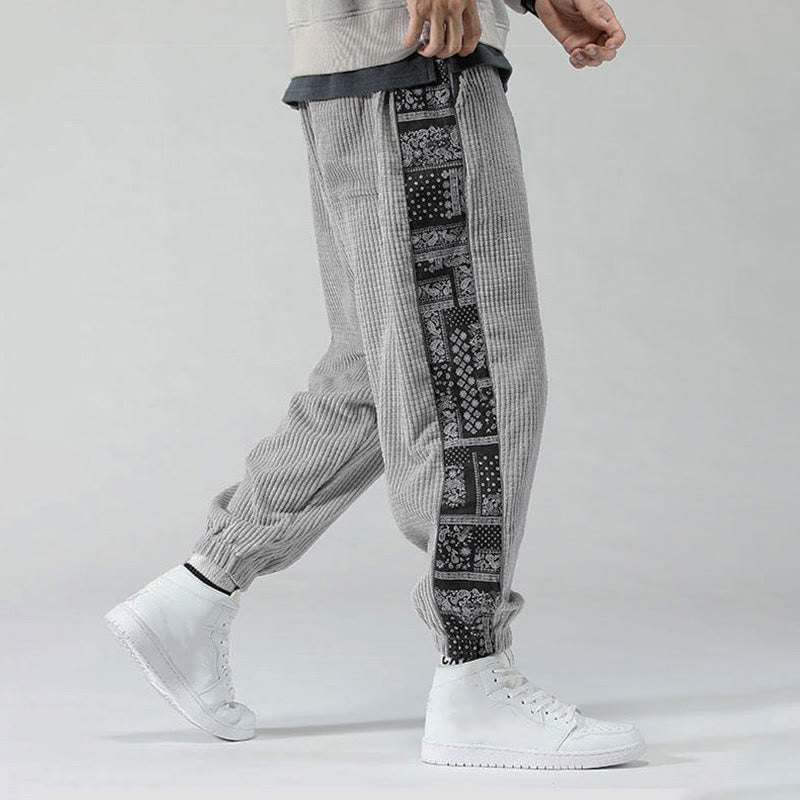 Pantaloni da uomo in velluto a coste con tasche, gamba dritta, lunghezza caviglia, motivo paisley, modello Buddha Stones Fall Solid - image 15