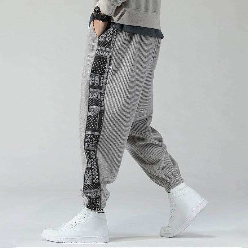 Pantaloni da uomo in velluto a coste con tasche, gamba dritta, lunghezza caviglia, motivo paisley, modello Buddha Stones Fall Solid - image 17