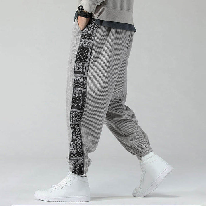 Pantaloni da uomo in velluto a coste con tasche, gamba dritta, lunghezza caviglia, motivo paisley, modello Buddha Stones Fall Solid - image 17