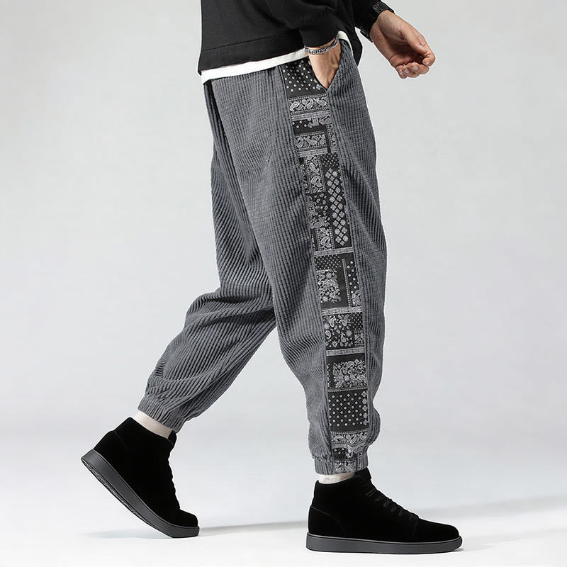 Pantaloni da uomo in velluto a coste con tasche, gamba dritta, lunghezza caviglia, motivo paisley, modello Buddha Stones Fall Solid - image 21