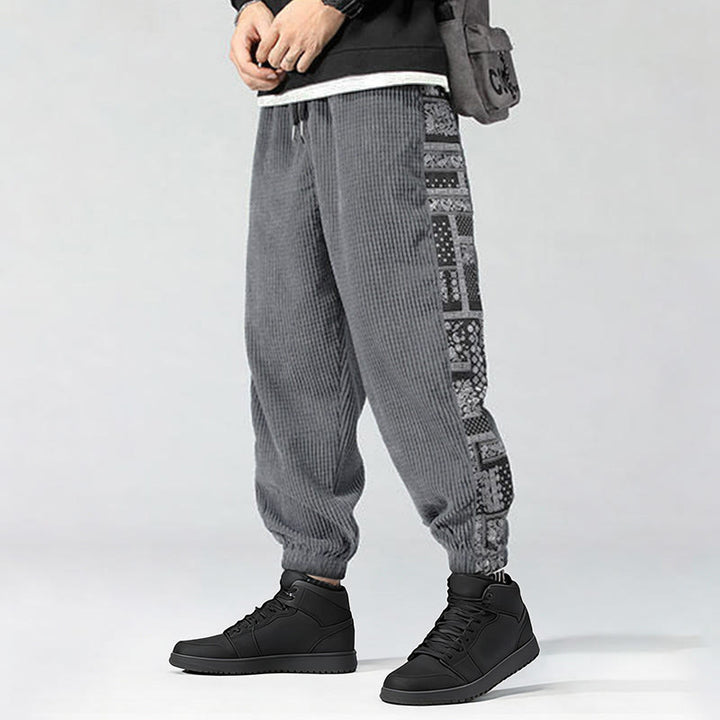 Pantaloni da uomo in velluto a coste con tasche, gamba dritta, lunghezza caviglia, motivo paisley, modello Buddha Stones Fall Solid - image 25