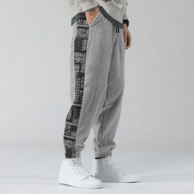 Pantaloni da uomo in velluto a coste con tasche, gamba dritta, lunghezza caviglia, motivo paisley, modello Buddha Stones Fall Solid - image 14