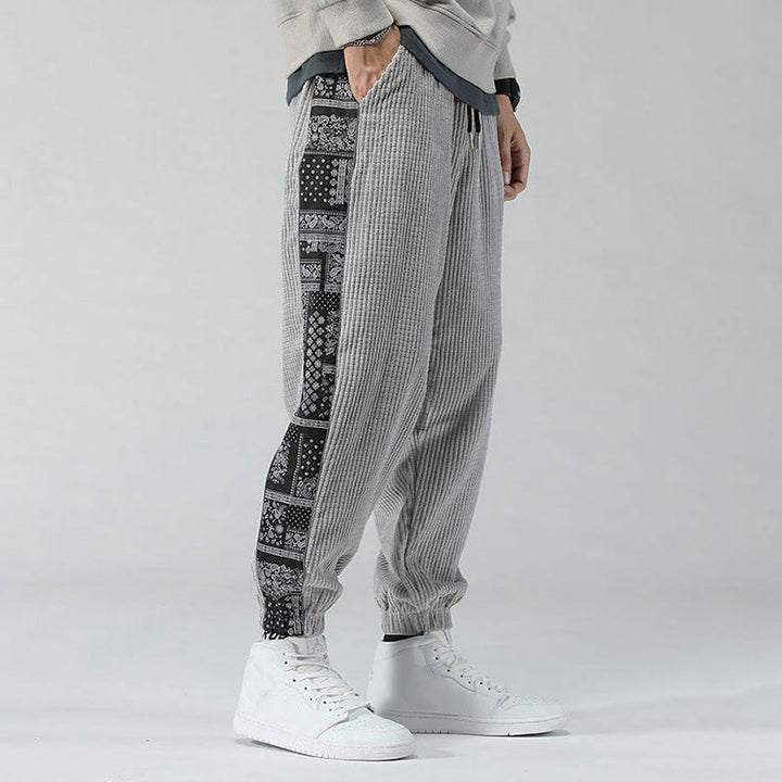 Pantaloni da uomo in velluto a coste con tasche, gamba dritta, lunghezza caviglia, motivo paisley, modello Buddha Stones Fall Solid - image 14