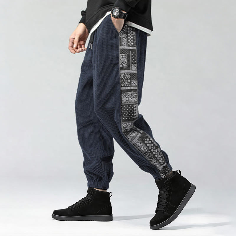 Pantaloni da uomo in velluto a coste con tasche, gamba dritta, lunghezza caviglia, motivo paisley, modello Buddha Stones Fall Solid - image 33