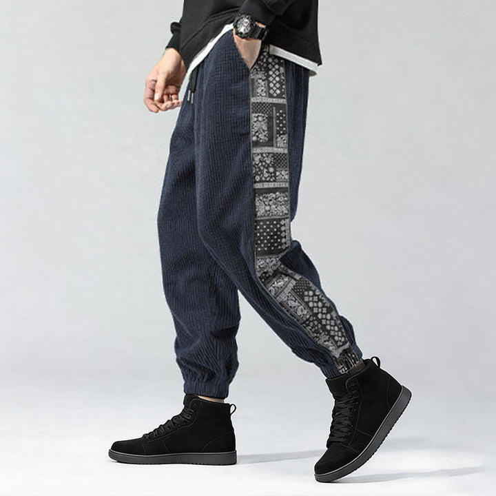 Pantaloni da uomo in velluto a coste con tasche, gamba dritta, lunghezza caviglia, motivo paisley, modello Buddha Stones Fall Solid - image 33