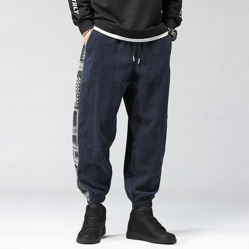 Pantaloni da uomo in velluto a coste con tasche, gamba dritta, lunghezza caviglia, motivo paisley, modello Buddha Stones Fall Solid - image 28