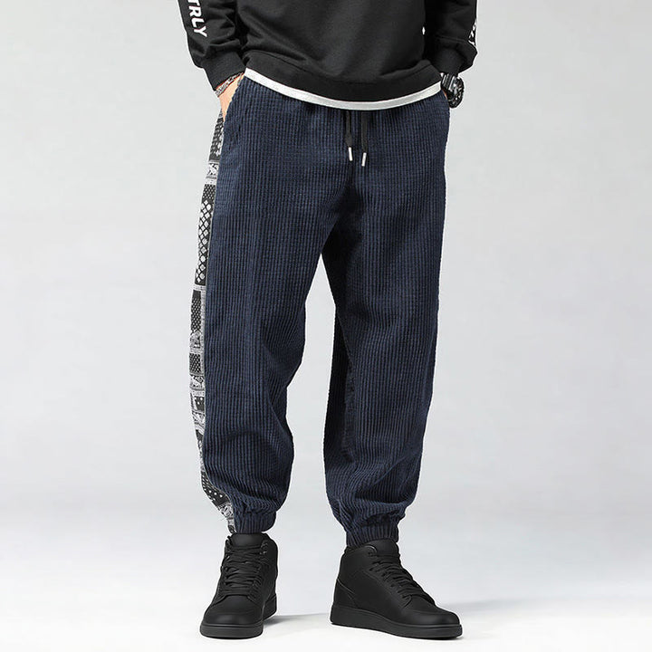 Pantaloni da uomo in velluto a coste con tasche, gamba dritta, lunghezza caviglia, motivo paisley, modello Buddha Stones Fall Solid - image 28