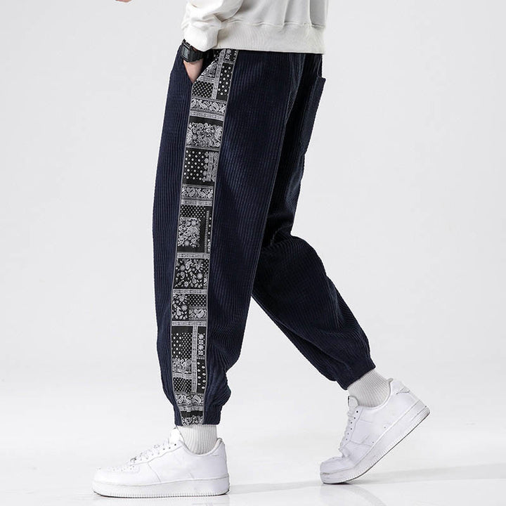 Pantaloni da uomo in velluto a coste con tasche, gamba dritta, lunghezza caviglia, motivo paisley, modello Buddha Stones Fall Solid - image 32